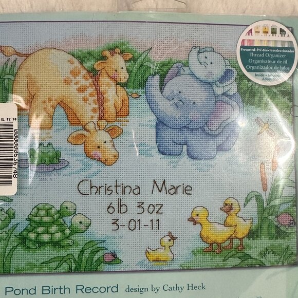 Dimensions "Little Pond Birth Record" Counted Cross Stitch Kit- # 70-73697 - NEW - Picture 3 of 5